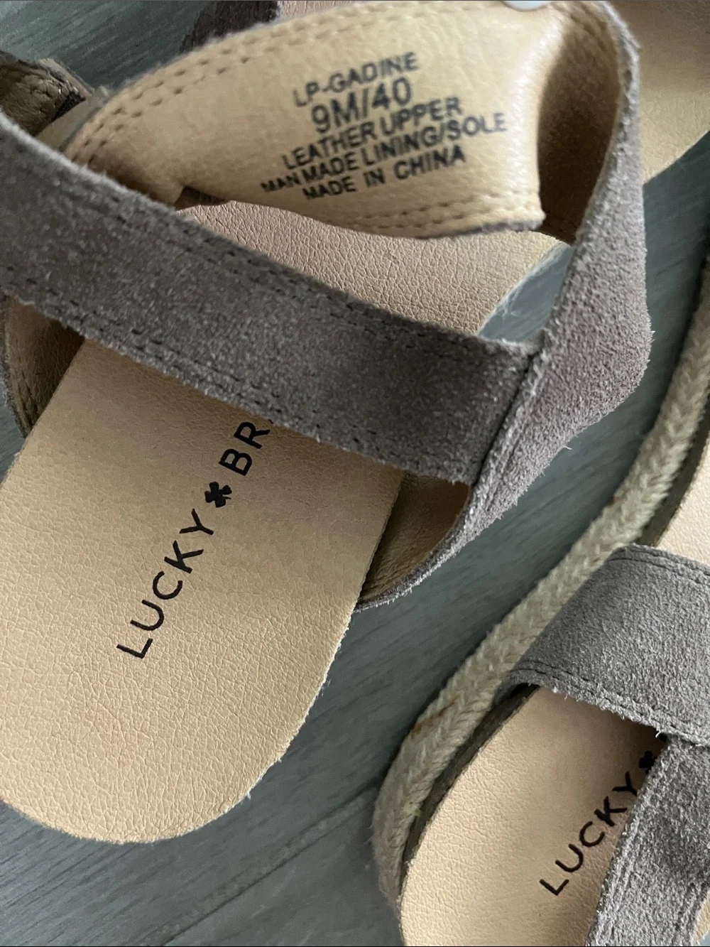 Women's Lucky brand Taupe Suede Strap Adjustable Sandals